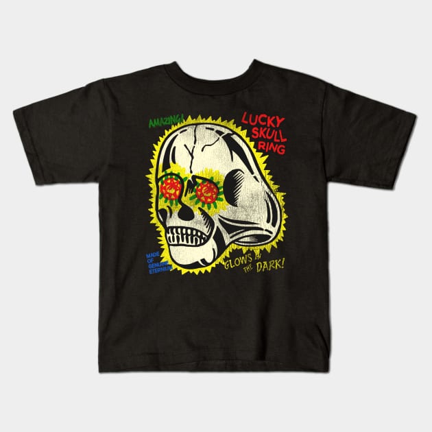 Lucky Sugar Skull Ring Kids T-Shirt by darklordpug